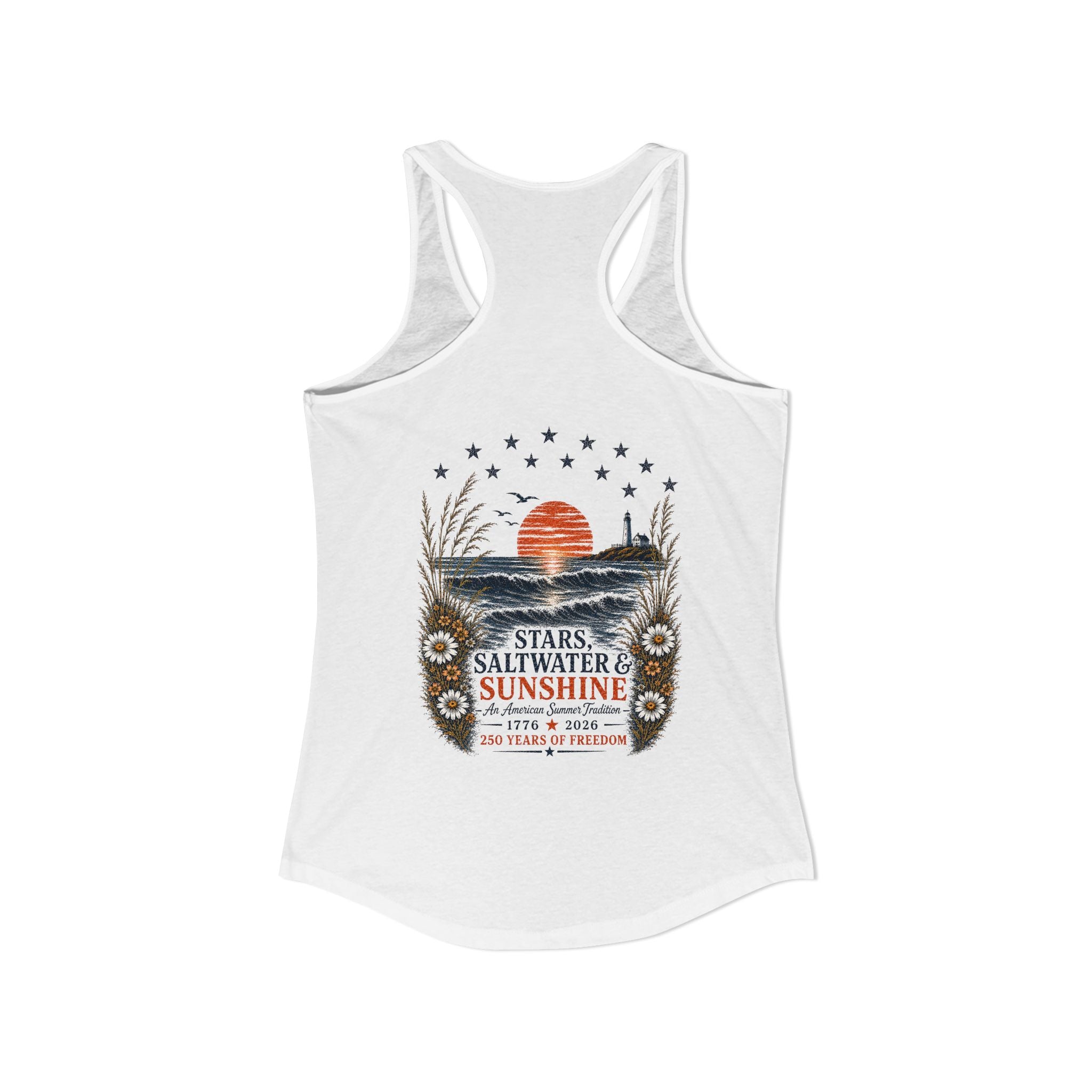 Peaches to Pines: Stars, Saltwater & Sunshine Racerback Tank