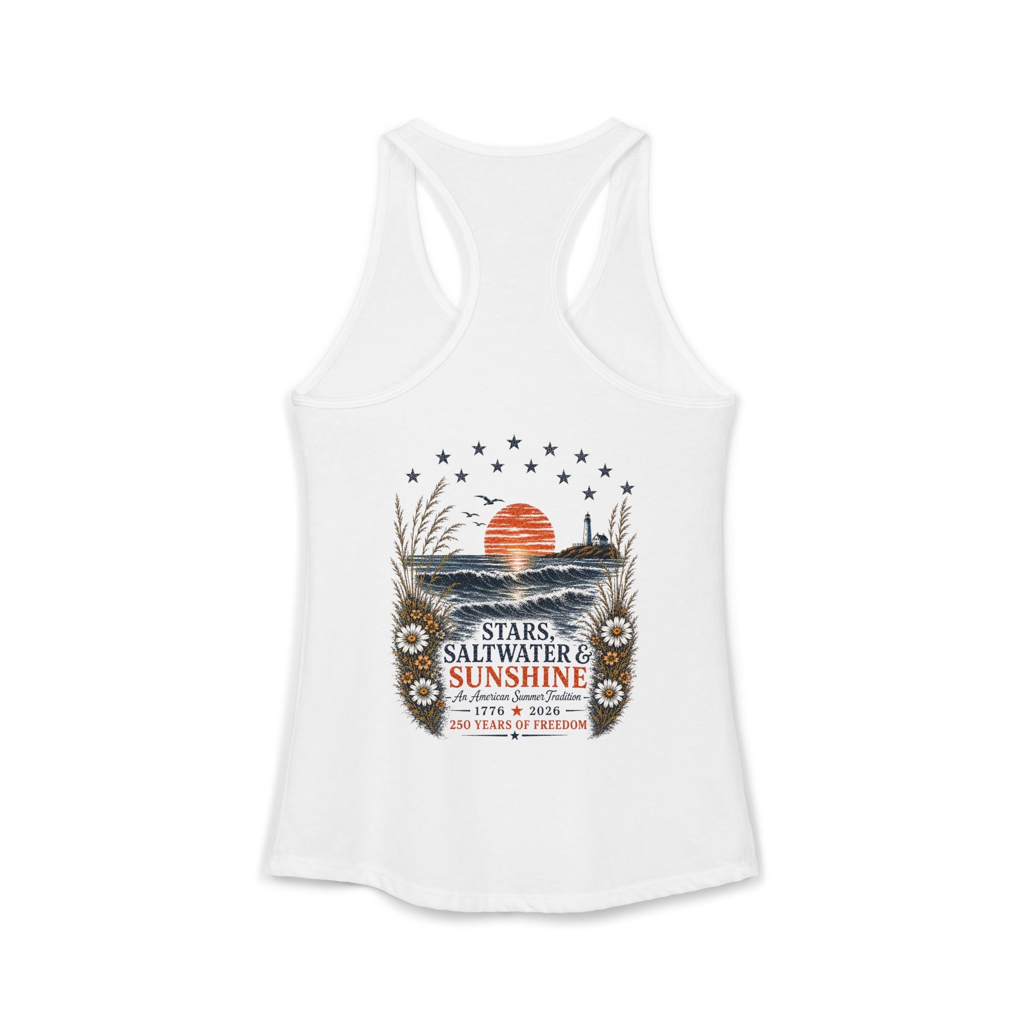 Peaches to Pines: Stars, Saltwater & Sunshine Racerback Tank